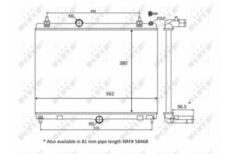 Купити Радiатор охолодження Peugeot 508, Citroen C5 NRF 58399 (фото1) підбір по VIN коду, ціна 4551 грн.