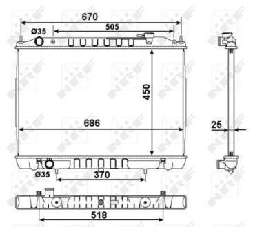 Радіатор охолодження Nissan Navara 2.5D 01- Nissan Navara NRF 58418