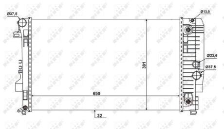 Радіатор охолодження MB Vito (W639) 03- (-/+AC, АКПП) (650x391x32mm) NRF 58440
