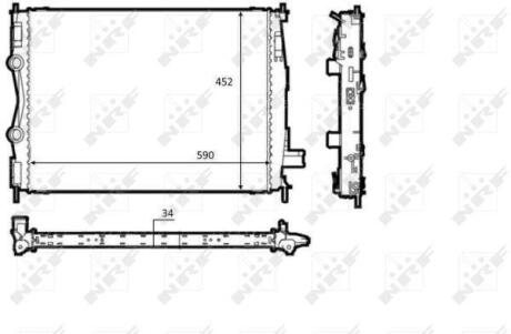 Купити Радіатор охолодження Nissan Qashqai 2.0 dCi 07-13 Nissan Qashqai NRF 58539 (фото1) підбір по VIN коду, ціна 5902 грн.