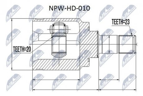 ШРУС внутренний задний Honda CR-V Fiat Panda, Honda CR-V, Hyundai I10, Ford Fiesta, Fusion, Mazda 2 NTY npwhd010