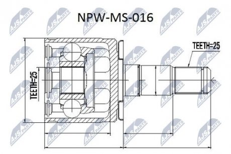 ШРУС внутренний левый(25/32mm/25) Pajero, L200 old NTY npwms016