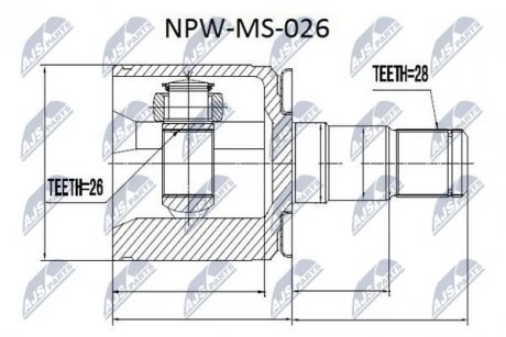 Шрус внутренний левый Pajero/Pajero Sport Mitsubishi Pajero NTY npwms026