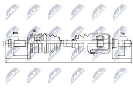 ПІВВІСЬ | TOYOTA COROLLA 1.4VVTI,1.6VVTI 01-06 /ПРАВ/ NTY npwty056