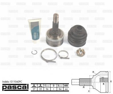 Купить Шарнир приводного вала Nissan Primera PASCAL g11042PC (фото1) подбор по VIN коду, цена 1174 грн.