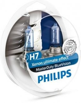 Купити H7 MasterDuty BlueVision 24V 70W PX26d Set 2 pc. PHILIPS 13972MDBVS2 (фото1) підбір по VIN коду, ціна 1206 грн.