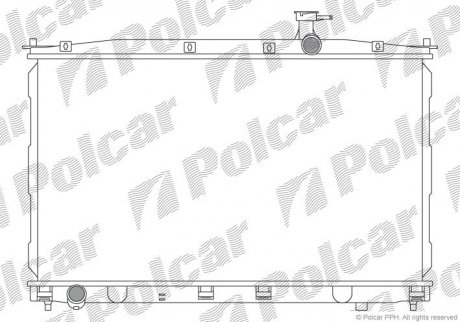 Радиатор охлаждения двигателя Hyundai Santa Fé 2.2D/2.7 03.06-12.12 Polcar 405108-2