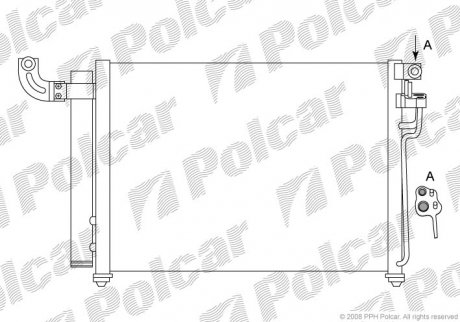 Купить Радиатор кондиционера Kia Rio 1.5D 03.05- KIA Rio Polcar 4117K8C2 (фото1) подбор по VIN коду, цена 3484 грн.