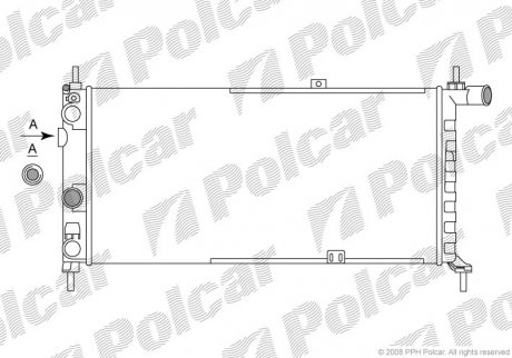 Купити Радіатор охолодження Opel Kadett 1.6-1.8 84- Opel Kadett Polcar 550508A4 (фото1) підбір по VIN коду, ціна 1782 грн.