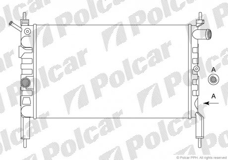 Радіатор охолодж. двигуна Opel Astra F 1.4/1.6 09.91-01.05 Opel Astra Polcar 550708B1