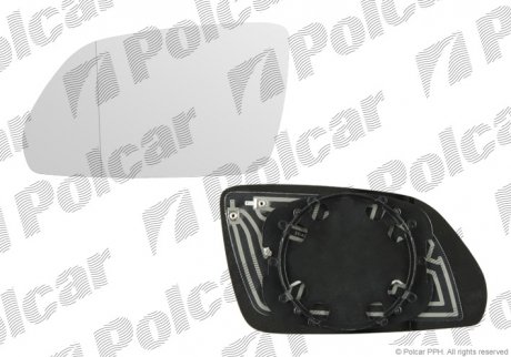 Стекло зеркала снаружи. лев Skoda Octavia 04- /VW Polo 05- Volkswagen Polo Polcar 6922546E