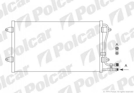 Радиатор кондиционераVW LT 28-46 II (2DC, 2DF) 96-06,LT 28-46 II (2DA, 2DD, 2DH) 96-06 Volkswagen LT Polcar 9571K8C1S