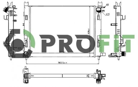 Радиатор охлаждения Dacia Duster, Logan, Renault Clio, Captur, Logan, Sandero PROFIT 1740-0180