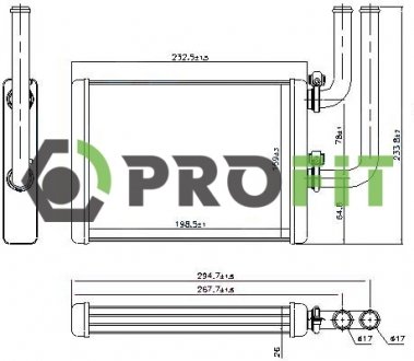 Купить Радиатор печки PROFIT 1760-0827 (фото1) подбор по VIN коду, цена 1824 грн.
