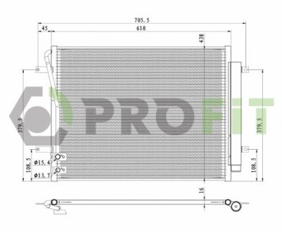 Конденсер кондиціонера Volkswagen Passat, Opel Movano, Renault Master, Volkswagen CC PROFIT 1770-0007