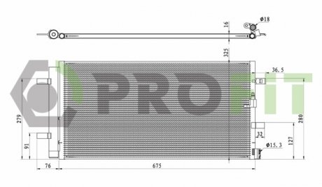 Купити Конденсер кондиціонера PROFIT 1770-0023 (фото1) підбір по VIN коду, ціна 3165 грн.