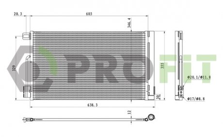 Конденсер кондиціонера Opel Corsa, Fiat Punto, Grande Punto, Citroen Nemo, Peugeot Bipper, Alfa Romeo Giulietta PROFIT 1770-0082