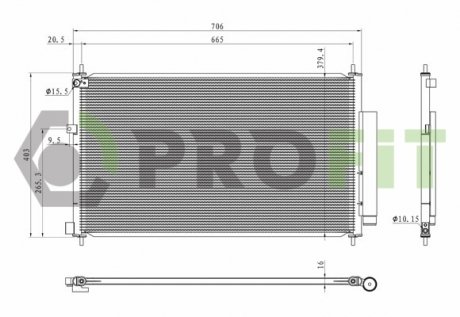 Конденсер кондиціонера PROFIT 1770-0207