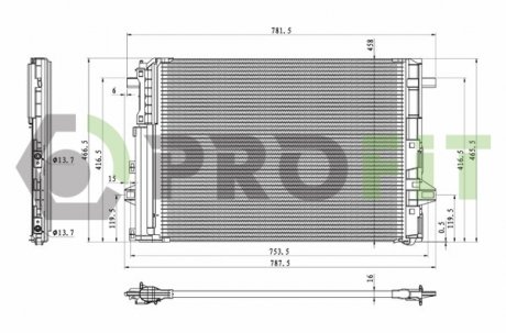 Конденсер кондиціонера Mercedes W246, CLA-Class, W245, W176, GLA-Class, Infiniti Q PROFIT 1770-0319