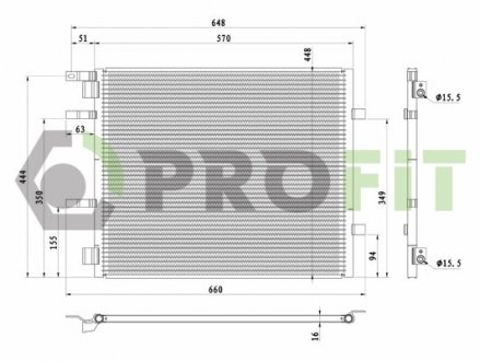 Конденсер кондиционера Renault Trafic, Opel Vivaro, Nissan Primastar PROFIT 1770-0383