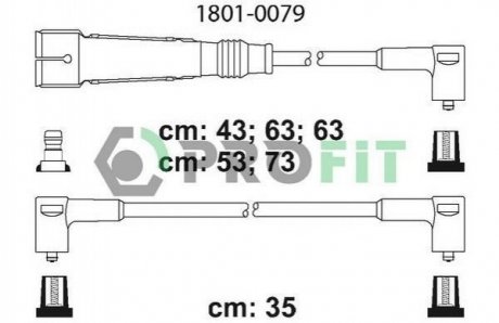 Комплект кабелів високовольтних Audi 100, 80, Volkswagen Passat PROFIT 1801-0079