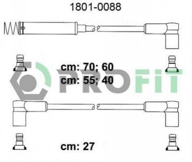 Комплект кабелей высоковольтных Opel Corsa, Kadett, Ascona, Vectra, Astra PROFIT 1801-0088