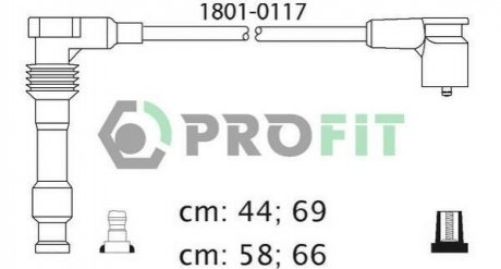 Комплект кабелей высоковольтных Opel Corsa, Vectra, Astra PROFIT 1801-0117