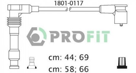 Купити Комплект кабелів високовольтних Opel Corsa, Vectra, Astra, Combo PROFIT 1801-0117 (фото1) підбір по VIN коду, ціна 783 грн.