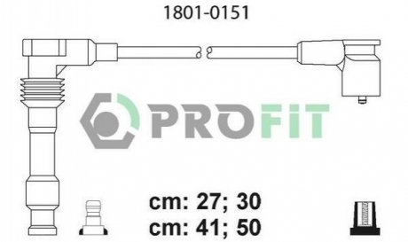 Комплект кабелей высоковольтных Opel Astra, Omega, Vectra, Daewoo Nubira, Leganza, Chevrolet Lacetti, Tacuma, Evanda, Captiva PROFIT 1801-0151