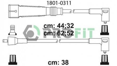 Комплект кабелів високовольтних Volkswagen Golf, Seat Cordoba, Ibiza PROFIT 1801-0311