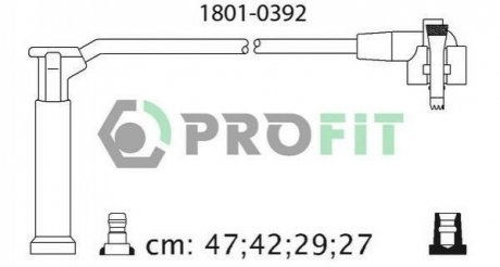 Комплект кабелів високовольтних Ford Fiesta, Mondeo, Focus, Connect, Transit PROFIT 1801-0392