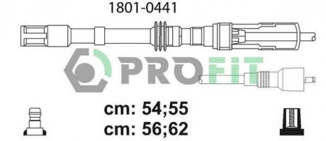 Комплект кабелів високовольтних Audi A3, Skoda Octavia, Volkswagen Golf, Seat Toledo, Volkswagen Bora, Seat Leon PROFIT 1801-0441