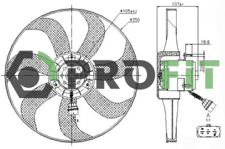 Купити Вентилятор радіатора Audi A3, Skoda Octavia, Volkswagen Golf, Audi TT, Volkswagen Bora, Seat Toledo, Leon, Skoda Fabia, Volkswagen Polo, Seat Ibiza, Cordoba PROFIT 1850-0007 (фото1) підбір по VIN коду, ціна 1664 грн.