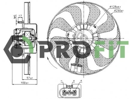 Купити Вентилятор радіатора PROFIT 1850-0009 (фото1) підбір по VIN коду, ціна 1568 грн.