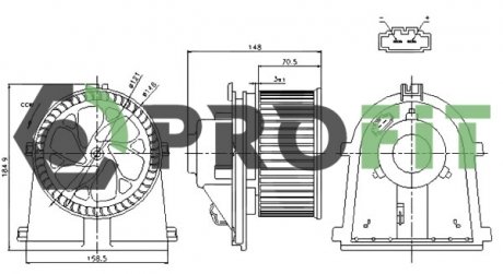 Купить Вентилятор салона Volkswagen Polo, Audi A3, Skoda Octavia, Volkswagen Golf, Audi TT, Volkswagen Bora, Seat Toledo, Cordoba, Leon, Ibiza PROFIT 1860-0002 (фото1) подбор по VIN коду, цена 1667 грн.