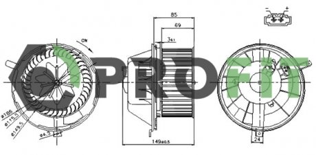 Купить Вентилятор салона Volkswagen Passat, Seat Leon, Volkswagen Touran, Caddy, Golf, Skoda Octavia, Superb, Volkswagen Jetta, Sharan, Audi A3, Skoda Yeti PROFIT 1860-0003 (фото1) подбор по VIN коду, цена 2029 грн.