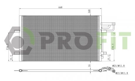 Купить Конденсер кондиционера PROFIT 2537C1 (фото1) подбор по VIN коду, цена 2684 грн.