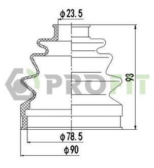 Пильник ШРУС Mitsubishi Galant, Toyota Corolla, Carina, Celica PROFIT 2710-0028 XLB