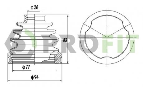 Купить Пыльник ШРКШ резиновый Nissan X-Trail PROFIT 2710-0044 XLB (фото1) подбор по VIN коду, цена 429 грн.