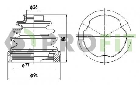 Купити Пильник ШРКШ гумовий Nissan X-Trail PROFIT 2710-0044 XLB (фото1) підбір по VIN коду, ціна 429 грн.