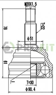 Купить ШРУС Audi 80, Volkswagen Passat PROFIT 2710-1050 (фото1) подбор по VIN коду, цена 712 грн.