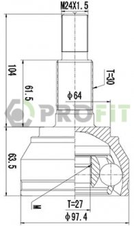 ШРКШ зі змазкою в комплекті Audi Q7, Porsche Cayenne, Volkswagen Touareg, Jeep Patriot PROFIT 2710-1659