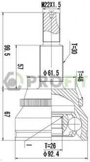 ШРУС Lexus ES, Toyota Camry, Lexus RX, Toyota Avalon PROFIT 2710-3019