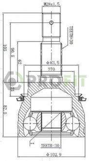 ШРУС Toyota 4-Runner, Land Cruiser, Hilux PROFIT 2710-3029