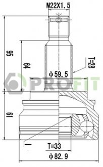 Купить ШРУС PROFIT 2710-3047 (фото1) подбор по VIN коду, цена 1292 грн.