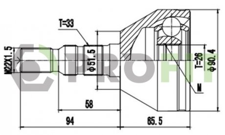 ШРКШ со смазкой в комплекте Opel Astra, Zafira PROFIT 2710-3120