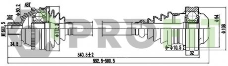 Купити Піввісь Volkswagen Transporter PROFIT 2730-0757 (фото1) підбір по VIN коду, ціна 3782 грн.