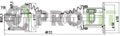 Купить Полуось Volkswagen Passat, Golf, Touran, EOS, Skoda Superb, Volkswagen Scirocco, Audi A3, Volkswagen Caddy, Seat Altea, Skoda Octavia, Seat Toledo PROFIT 2730-1085 (фото1) подбор по VIN коду, цена 3743 грн.