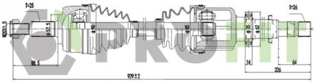 Купить Полуось Renault Megane, Scenic, Grand Scenic PROFIT 2730-1375 (фото1) подбор по VIN коду, цена 4136 грн.