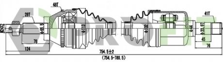 Піввісь Ford Transit, Connect, Courier PROFIT 2730-3038